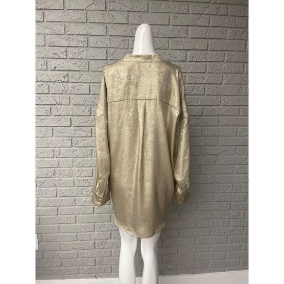 Soft Surrounding Gigi Gold Split Neck Hi-Low Long Sleeve Shirt Size L - Picture 4 of 11